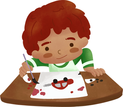 Latin Boy Painting on The Desk